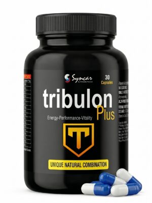 Tribulon Plus male fertility supplement and testosterone booster – 30 capsules packaging, manufactured in Pakistan