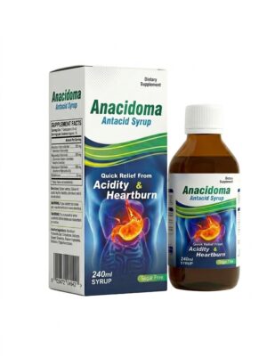 Anacidoma Herbal Antacid Syrup 240ml bottle – Sugar-free liquid for fast acidity, heartburn, and bloating relief in Pakistan.