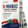 D-MANOZ UTI sachets box packaging - Cranberry D-Mannose drink mix with Vitamin C and Blueberry for urinary tract infection prevention.