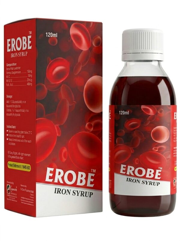 EROBE Iron Syrup 120ml bottle - Gentle Ferrous Bisglycinate iron supplement for daily energy in Pakistan.