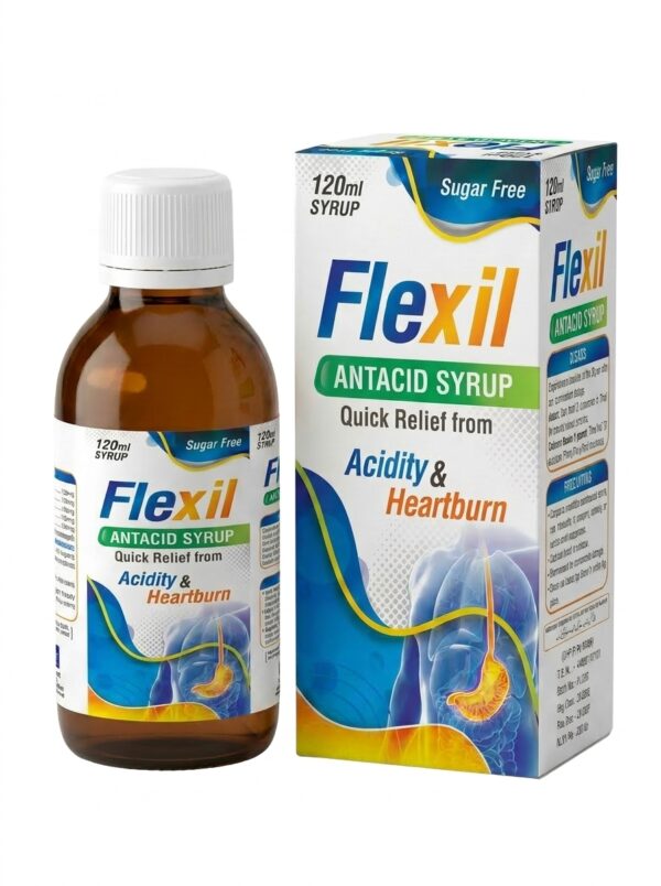 Flexil Sugar-Free Herbal Syrup – Fast Acidity & Heartburn Relief Flexil herbal antacid syrup 120ml bottle – sugar-free acidity and heartburn relief in Pakistan