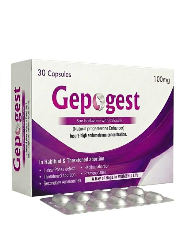 Gepogest capsules – soy isoflavones and calcium supplement for natural progesterone support and women's health in Pakistan
