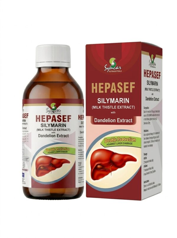 Hepasef Milk Thistle and Dandelion liver detox herbal syrup 120ml bottle