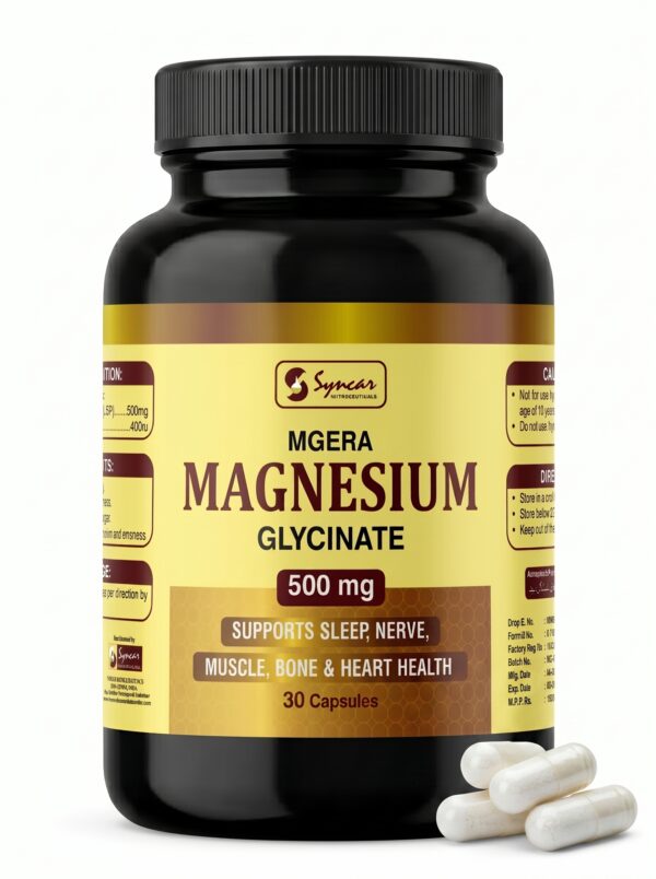 MGERA Magnesium Glycinate 500mg with Vitamin E 400iu – 30 Capsules