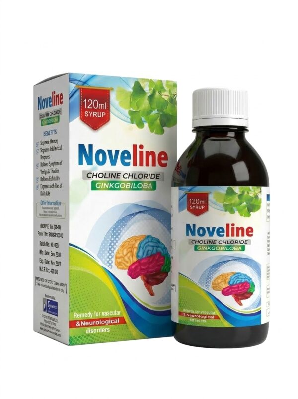 Noveline Choline Chloride and Ginkgo Biloba Syrup for memory support, vertigo and tinnitus relief in Pakistan | Syncar Nutraceuticals
