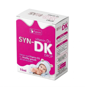 SYN-DK Vitamin D3 & K2 oral drops for infants and babies - 15ml supplement bottle