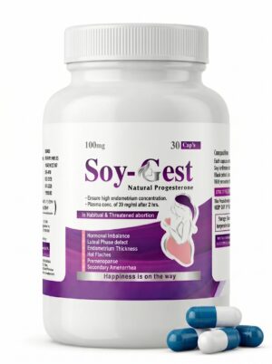 Soy-o-Fest hormonal imbalance supplement bottle – Soy Isoflavones, Black Cohosh & Wild Yam capsules for endometrial thickness, menopause relief and reproductive wellness – 100mg each, 30 capsules – Syncar Nutraceuticals Pakistan