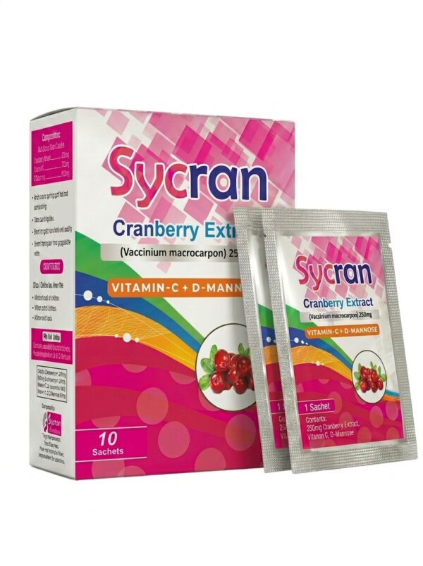 Sycran cranberry sachet with D-Mannose and Vitamin C for UTI relief and bladder health in Pakistan