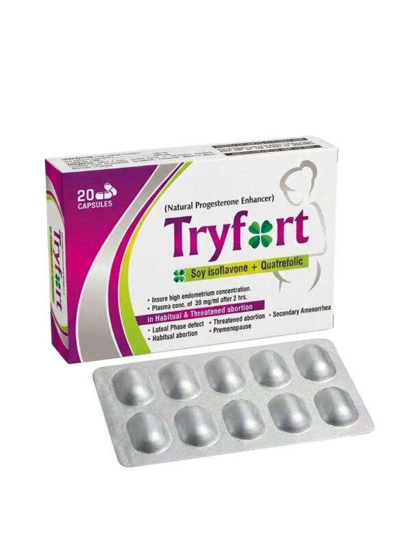 Tryfort Soy Isoflavones and Quatrefolic Capsules Packaging Box Mockup