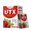 UTX Cranberry Extract Sachet 10s packaging mockup displaying strawberry flavored effervescent powder for urinary tract infection support in Pakistan.