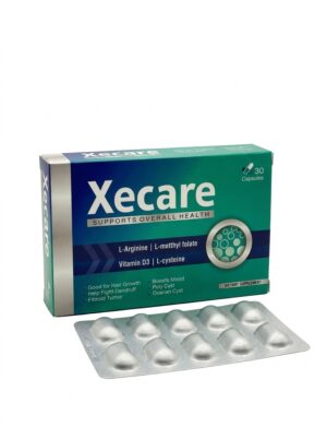Xecare hair growth supplements packaging bottle box mockup for women in Pakistan