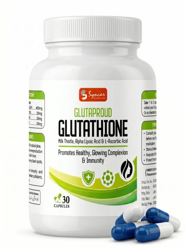 Glutaproud Glutathione 400mg Capsules by Syncar Nutraceuticals - Best whitening capsule in Pakistan for skin glow.